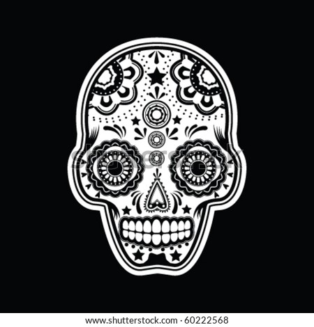 stock vector illustration of a mexican sugar skull