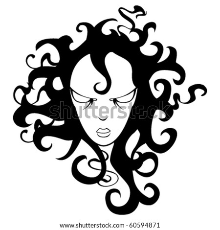 cartoon girl hair. stock vector : cartoon girl