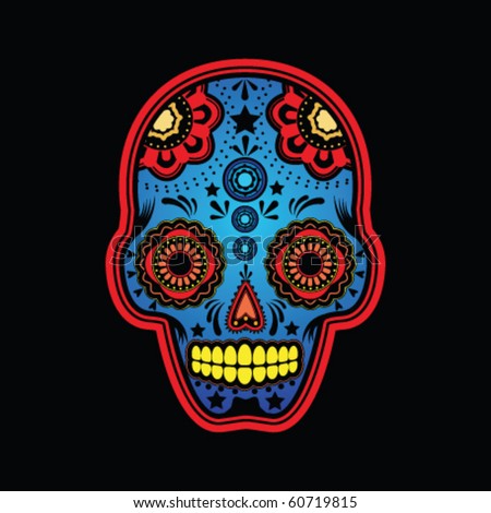 stock vector illustration of a mexican sugar skull