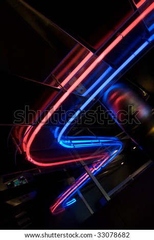 red and blue neon