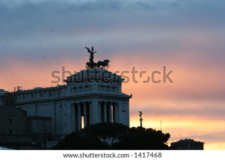 Sunset behind the Piazza,Rome,Italy