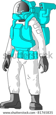 stock vector : Geared astronaut heavily equipped in futuristic suit stock vector : Geared astronaut heavily equipped in futuristic suit