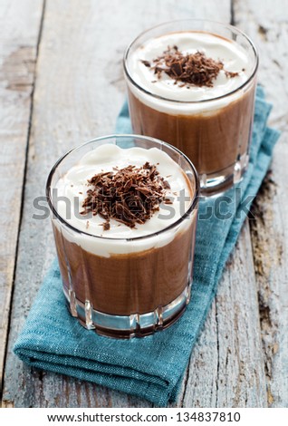 Delicious chocolate mousse with fresh yogurt