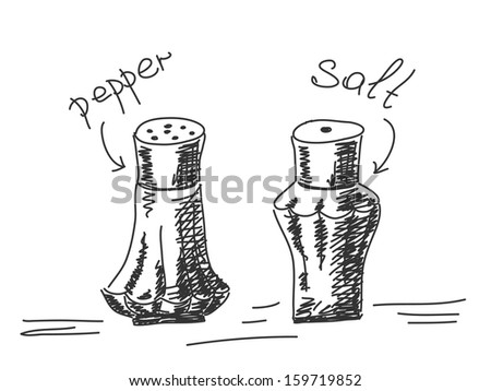 Hand Drawn Salt And Pepper Shakers Stock Vector Illustration