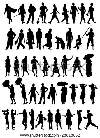 collection of different people vector silhouettes