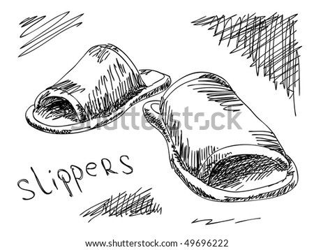 Hand Drawn Slippers Vector - 49696222 : Shutterstock