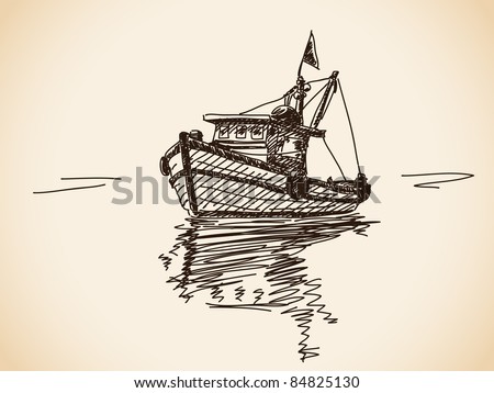 Hand Drawn Boat Stock Vector Illustration 84825130 : Shutterstock