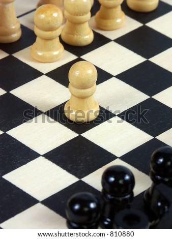 pawns on two side of a board - white begins