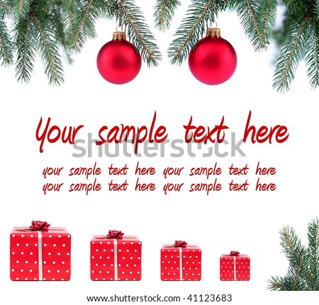 Christmas tree decoration and red gifts with space for your text (easy to remove or change the text)