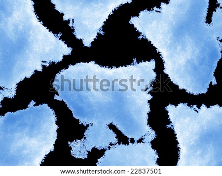 Blue Snow Isolated on Pure Black Background