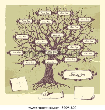 Hand Drawn Oak Tree Concept Illustration Family Tree 89091802 Shutterstock Family Tree Concept Illustration Vector
