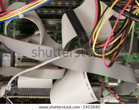 Cables and wires inside a personal computer