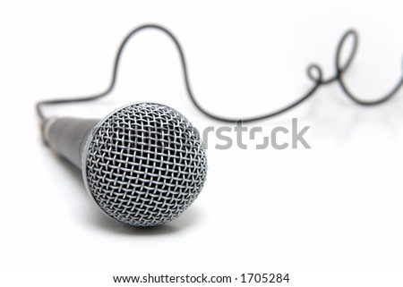 Professional microphone with a cable connected