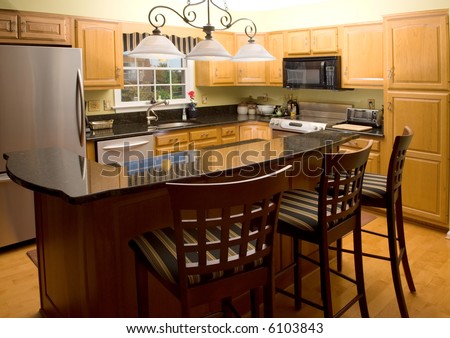 High-End Luxury Modern Kitchen With Granite Counter Tops ...