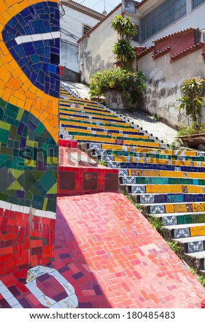 Escadaria Selaron famous steps in Rio de Janeiro, Brazil  artist Jorge Selaron