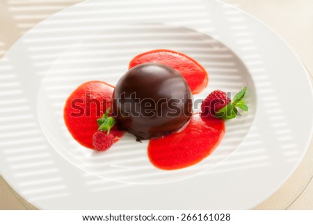 Italian chocolate raspberry mini cake cake strowberry souce