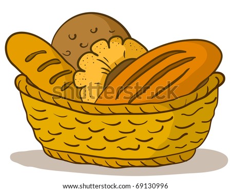 Asian Food Basket on Food  Tasty Fresh Bread  Loafs And Rolls In A Basket Stock Vector