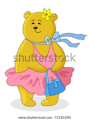 Teddy bear Marylin Monroe with handbag in the pink dress