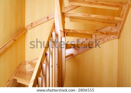 Wooden staircase in a Swedish villa house