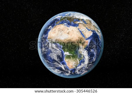 Detailed view of Earth from space, showing Africa. Elements of this image furnished by NASA