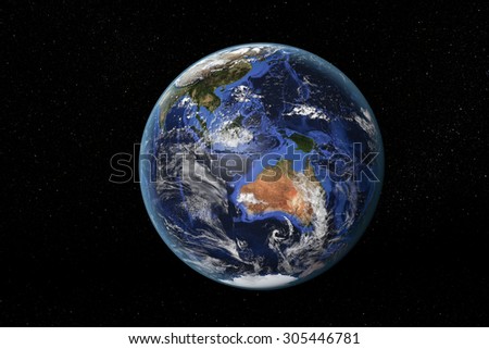 Detailed view of Earth from space, showing Australia and South East Asia. Elements of this image furnished by NASA