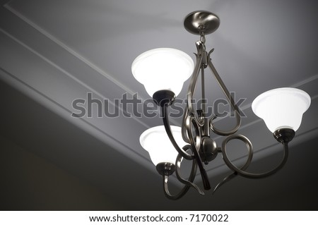 Three lamp metal ceiling light fixture