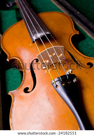 Beautiful classical violin close up detail. Shallow depth of focus.