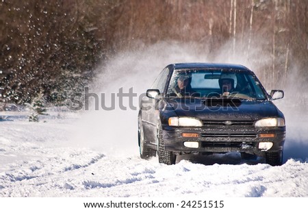 NOVA SCOTIA – FEBRUARY 1: Unidentified contestants compete in the Rally Cross Car racing action at Atlantic Motorsport Park on February 1, 2009 in Nova Scotia.