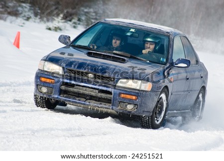 NOVA SCOTIA – FEBRUARY 1: Unidentified contestants compete in the Rally Cross Car racing action at Atlantic Motorsport Park on February 1, 2009 in Nova Scotia.