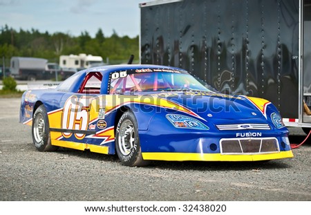 HALIFAX, NS - JUNE 19: The #05 car of Fred Schofield in the pit area prior to racing action at Scotia Speedworld, June 19, 2009.