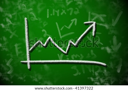 Stock or financial market gain profit. Bull market drawing on chalkboard concept.