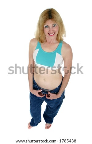 stock photo Beautiful Freshly Skinny Blonde Middle Aged Woman Excited