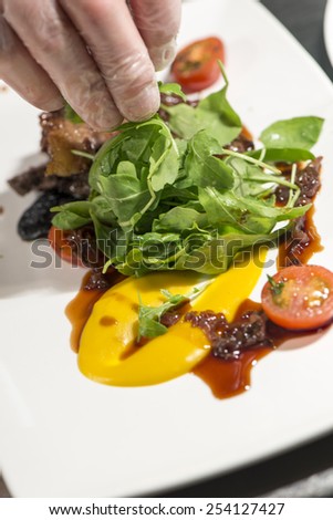 Fine Dining - Meats - Grilled Sirloin Steak With Rocket Salad / Meats - Grilled Sirloin Steak