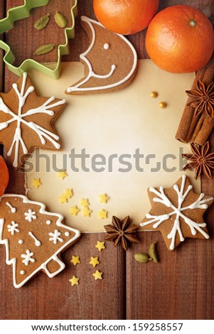Blank note for recipes of christmas cookies or christmas greeting card