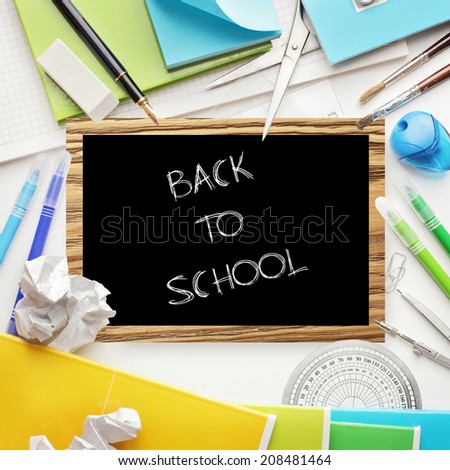 Back to school supplies. Isolated on white background. copy space