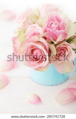 flowers in a vase. shabby chic colors