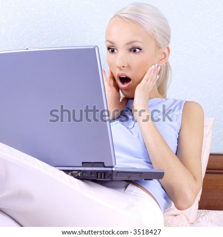 Surprised woman - Shocked or surprised woman with laptop