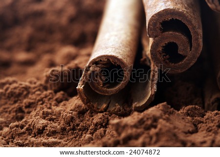 Cinnamon sticks close-up, shallow DOF