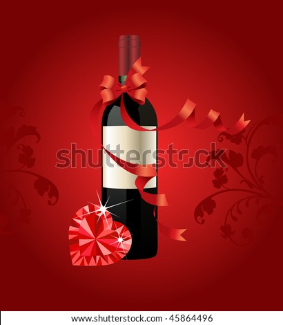 Valentines Day Wine. stock vector : valentine#39;s day