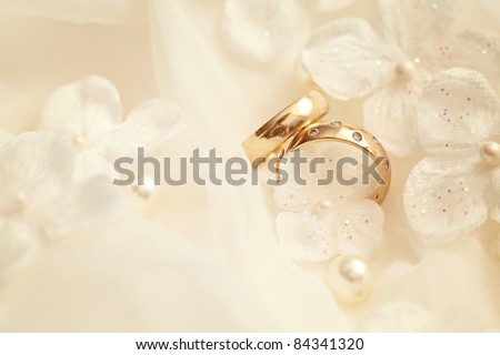 stock photo two golden wedding rings wedding invitation