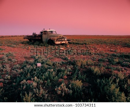 Old truck at sunset, South Australia