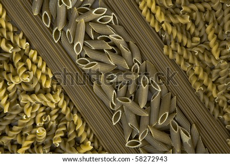 Closeup of uncooked green italian pasta
