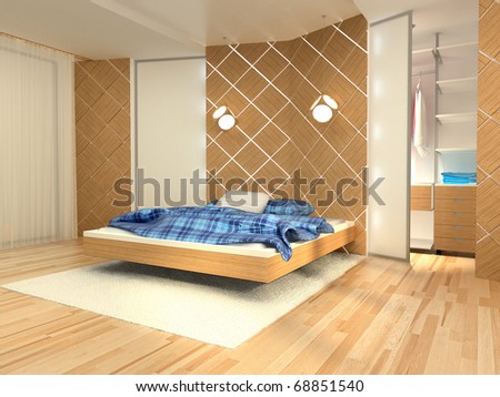 wooden bedroom furniture .3 d rendering