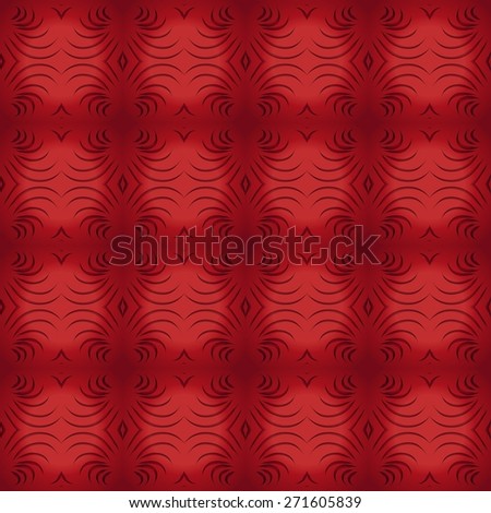 Retro red geometric floral art deco circle swirls ornament background pattern