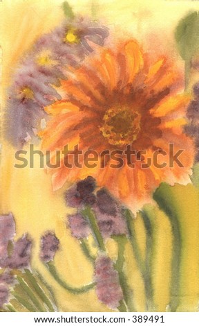 Orange Flowers watercolor painting
