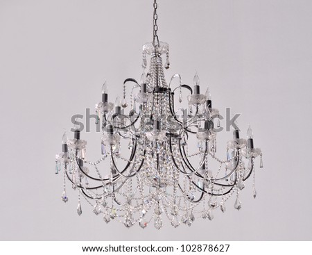 Crystal Chandelier. Group of hanging crystals.