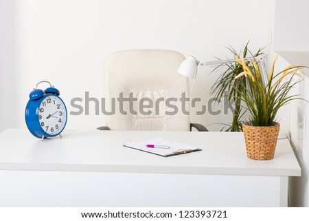 Work space in a office. Concept of time management