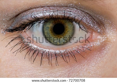 Close up of green female eye