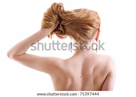 stock photo woman with slavonic moon rune tattoo on neck tattoo on neck