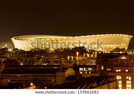 Cape Town, South Africa - March 12: Cape Town Greenpoint Stadium At Night On March 12, 2011 In Cape Town, South Africa. This Stadium Was Used During The 2010 Fifa World Cup